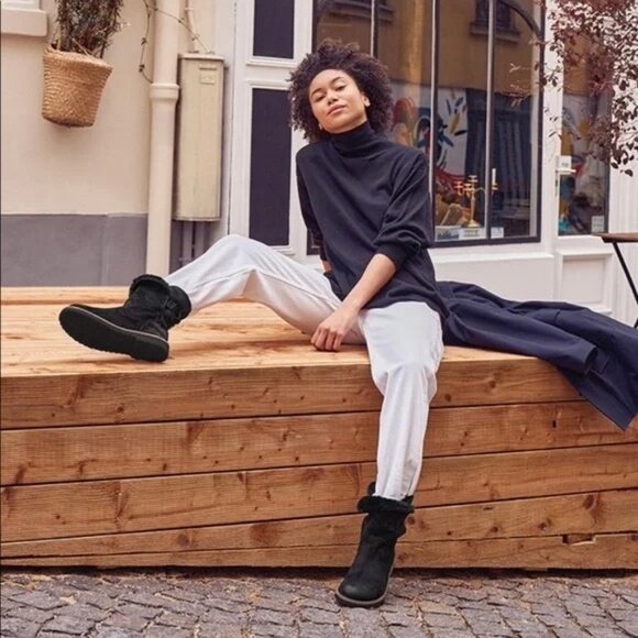 NWT Birkenstock Wo's Black Leather Uppsala Shearling Boots Sz 7.5 Men's 5 2742 - Picture 2 of 16